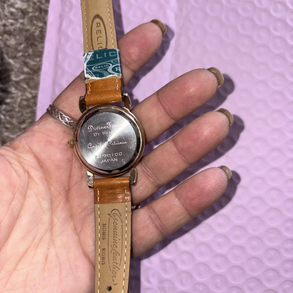 Divine Angel Relic Women Watch Leather Brown Stainless Gold Water Re Batt Quartz - Image 4 of 4
