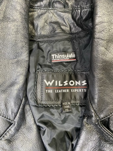 Vintage Wilson Lederjacke Gr. Small langer Mantel Damen Thinsulate Isolierung schwarz - Bild 12 von 14