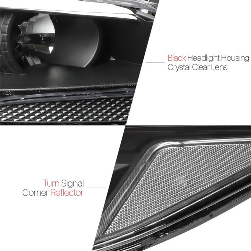 Black *LED LIGHT BAR DRL* Projector Headlight Clear Signal for 13-16 Ford Escape - Picture 3 of 11