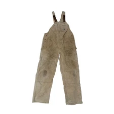 Vintage Carhartt Distressed Duck Overalls Tan Workwear Rugged 23x44