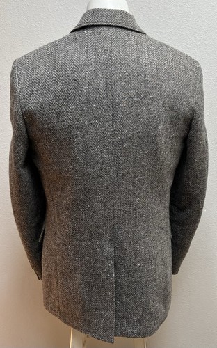 Vintage Adams Row Wool Blazer Men 42 R Gray Herringbone Fleck Welsh Tweed - Picture 6 of 17