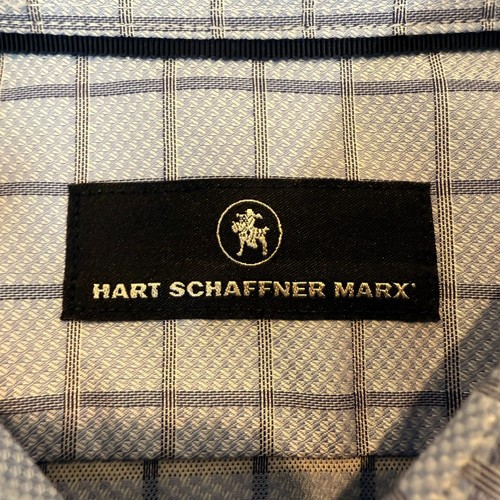 Mart Schaffner Marx Men Size XL Blue Checkered Collared Long Sleeves 100% Cotton - Picture 2 of 6