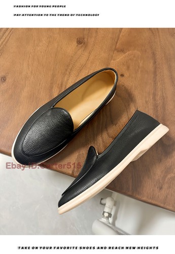 Zapatos de cuero blanco para hombre verano cuero de vaca informales transpirables sin cordones mocasines zapatos - Imagen 17 de 26