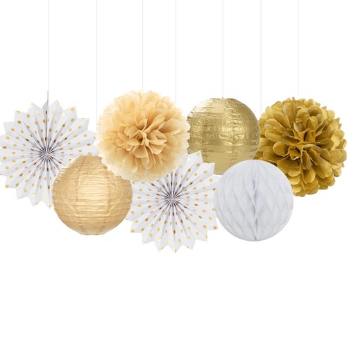 White Gold Party Decorations Streamers - 14pcs Christmas Wedding Engagement P... - Picture 4 of 7