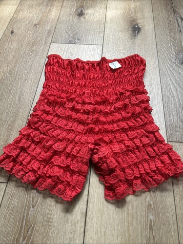 Vintage Pettipants Womens Medium Square Dancing Red Bloomers Ruffled Lace - Picture 2 of 6