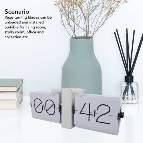 (White PT Font)Automatic Flip Clock Retro Mechanical Large Number Desk Wall - Picture 3 of 12