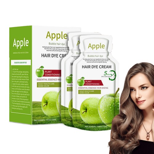 300ml Apple Hair Color Cream Ammonia Free100% Gray Hair Coverage Hair Shampoo - Picture 5 of 16