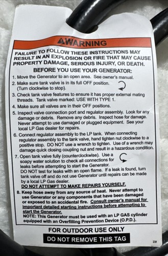 Predator Generator LP Tank Replacement Hook Up Kit / Supply Line Fast Shipping - Picture 3 of 5