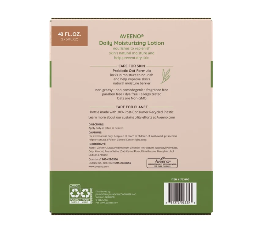 Aveeno Daily Moisture Lotion 24 fl oz, 2-pack - Image 2 of 3