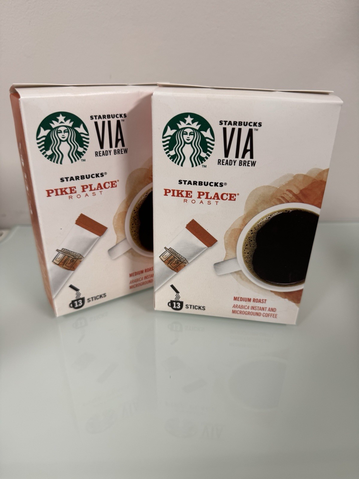 Starbucks Via Instant Pike Place Roast  13 Packets.  8 Boxes