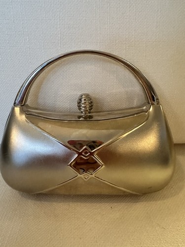 VINTAGE SILVER METAL CLUTCH WITH STRAP AND STONE EMBELLISHMENTS ON FRONT - Picture 5 of 7