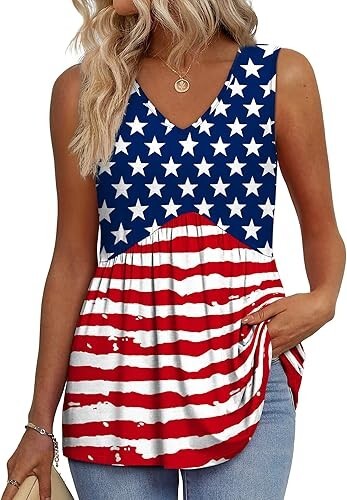 Women's Tank Tops 2025 Flowy Peplum Tops for Women Dressy Sleeveless V Neck Tops - Picture 40 of 43