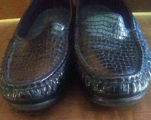 SAS Tripad Comfort Loafers Womens Size 9.5 N Black Leather Snake Skin Embossed - Picture 4 of 12