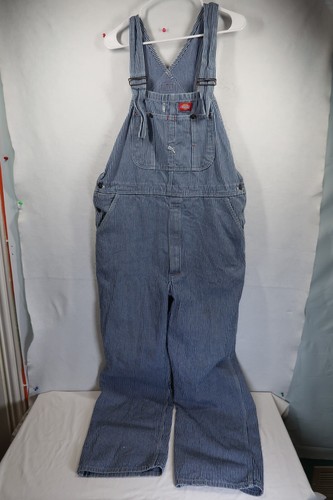 Dickies Bib Overalls Men's 40X32 Blue White Striped Conductor Railroad Carpenter