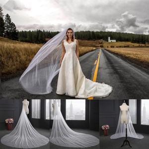 New-White-Ivory-Cathedral-Bridal-Veil-With-Comb-Lace-Edge-Wedding-Accessories