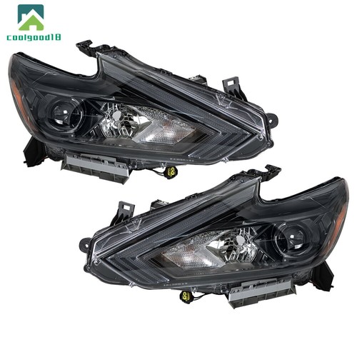 Black For Nissan Altima 2016 2017 18 W/o LED DRL Headlights Assy Halogen Pair - Bild 3 von 13
