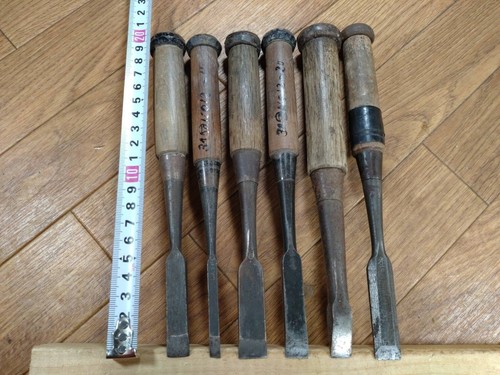 Cincel japonés vintage tataki Nomi Japón firmado antiguo 15.14.12.12.11.5 mm HH681 - Imagen 4 de 14