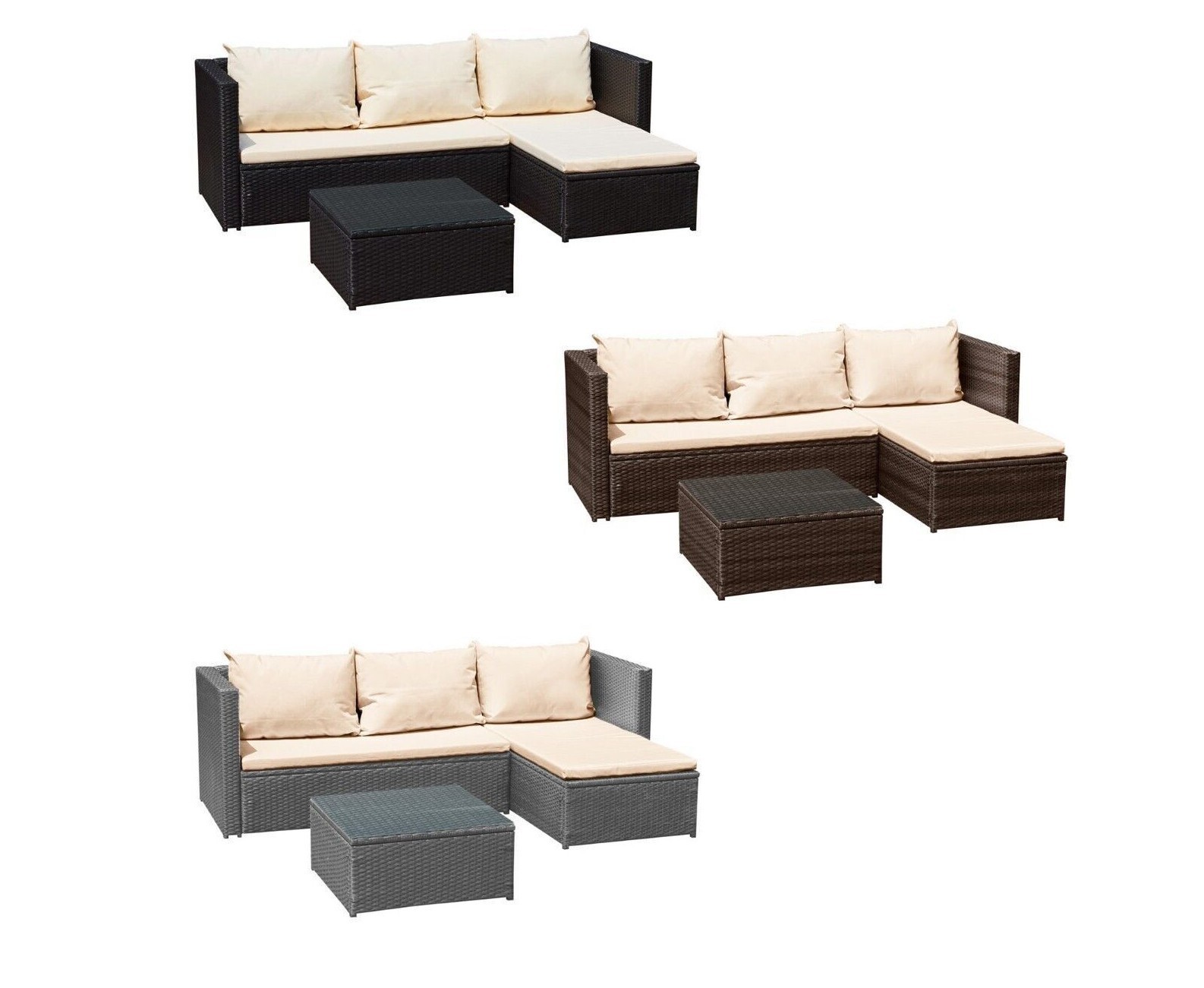 LShape Garden Furniture Set Heavy Duty Rattan Corner Outdoor Sofa Table Lounge. eBay