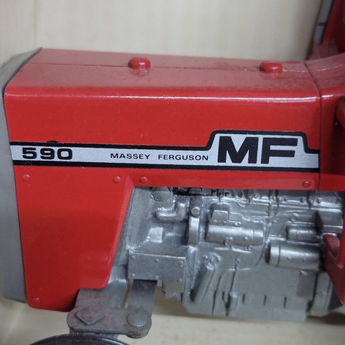 Vtg Ertl 1/16 Massey Ferguson 590 w/frontend diecast tractor red/gray blueprint - Picture 5 of 8