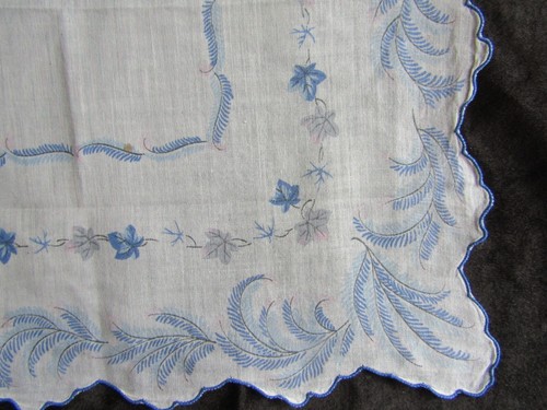 Pañuelo estampado vintage hojas pañuelo azul estampado pañuelo 1372 - Imagen 5 de 14