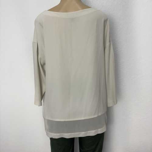 Eileen Fisher Beige 100% Silk Dolman Sleeve Tunic Shirt Womens Size M Casual Top - Picture 4 of 15