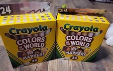 Lot Of 2 Boxes Crayola Colors of the World Broad Line Markers 24 Count
