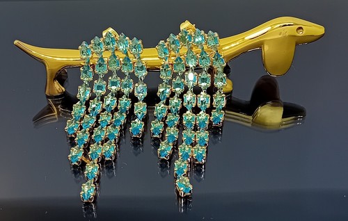 18K Gold Filled Stunning Italian Simulated Apatite 18ct GF Waterfall Earrings - Picture 3 of 8