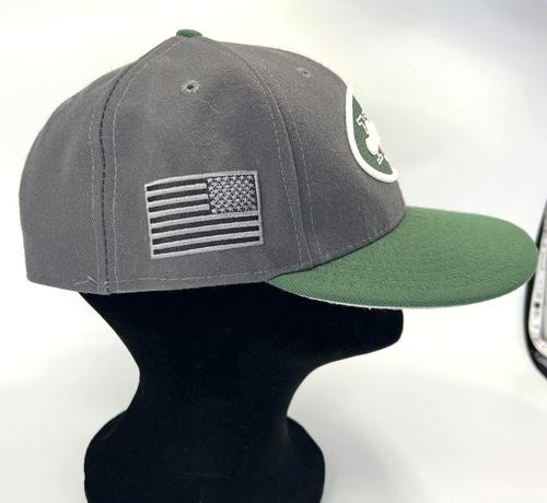 NY Jets New Era Fitted Baseball Hat 59 Fifty 7 5/8th Two Toned Grey Green EUC - Picture 2 of 13