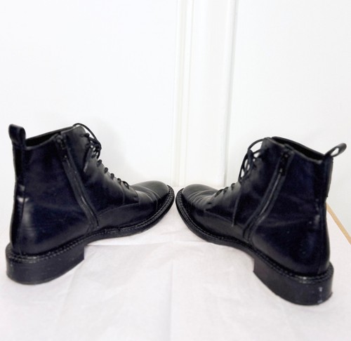 Vince Cabria Leather Lace-up Zipper Bootie Boot Black Womens Size 9 EUC - Picture 5 of 7