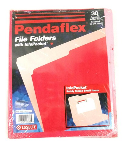 Pendaflex 1/3 Cut Tabs File Folders with InfoPocket Lot of 120 Red or Blue - Picture 3 of 7