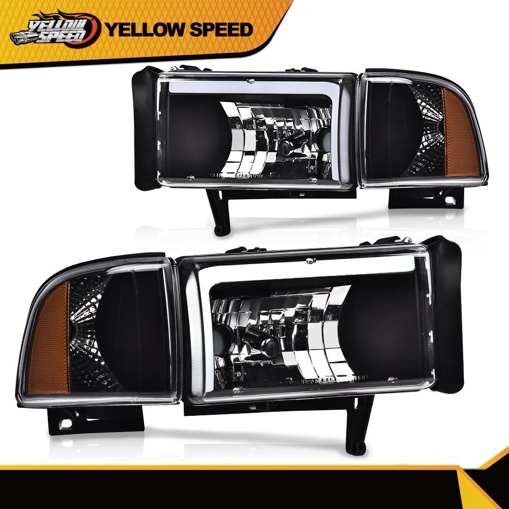 Fit For 1994-2002 Dodge Ram 1500 2500 3500 LED DRL Headlights Left+Right New