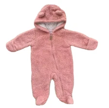 Baby Girl Carter  Teddy Hooded Sherpa Bunting Pram Winter Fall Outerwear Size 3M