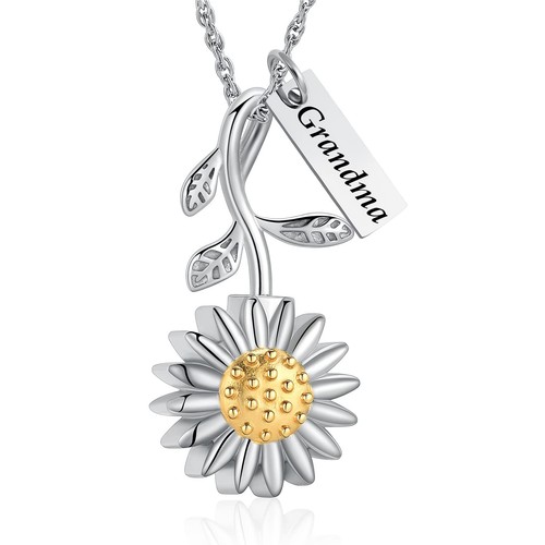 Sunflower with Tag Urn Pendant Necklace for Cremation Ashes Memorial Jewelry - Picture 13 of 14