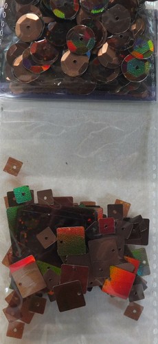 Bronze Braun Pailletten Mix Paket ~ Tassen Quadrate Runde Pailletten Basteln Nähen... - Bild 9 von 9