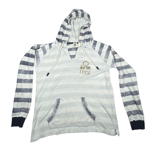 Free in St Barth Striped Hoodie V-Neck Pullover Beach Cover Up Top Size S $295 - Picture 3 of 10