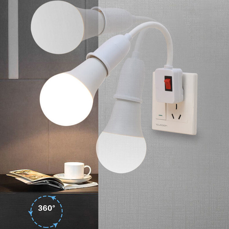 E27 Lamp Socket LED Head Bulb Holder Light Adjustable Flexible Bend With Swit JC - Picture 2 of 14