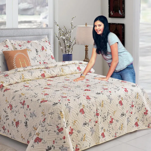 3PCs Printed Quilted Bedspread Bed Throw Patchwork Comforter with Pillow Shams - Picture 115 of 139