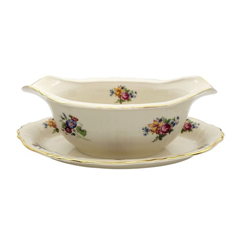 Santa Rosa by Syracuse-Gravy Boat w/ Attached Underplate-Federal Floral 9" - Picture 3 of 8