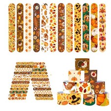 DimiGlobal 48pcs Thanksgiving Slap Bracelets for Kids Bulk Slap Bracelets for...
