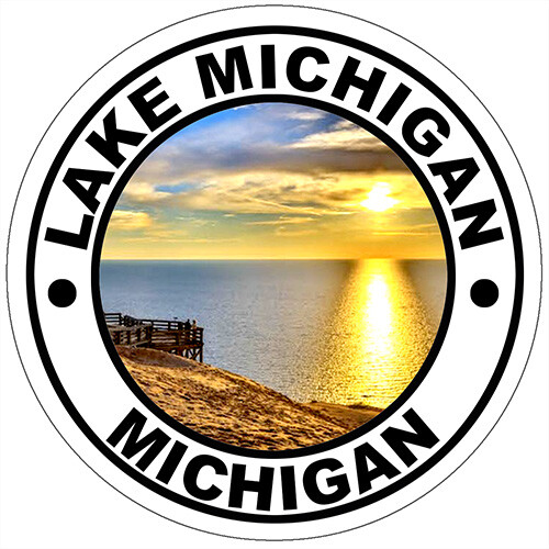 3x3 inch Round Lake Michigan Sticker - decal hike camp travel park - Bild 1 von 1