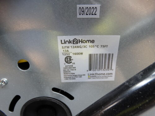 Link2Home 75 ft. 12/3 Extension Cord Storage Reel 4 Outlets Circuit Breaker - Picture 9 of 9