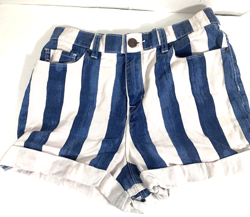 BDG Women’s Shorts Referee Mom High Rise Denim Cuffs Blue White 28" Waist - Picture 12 of 12