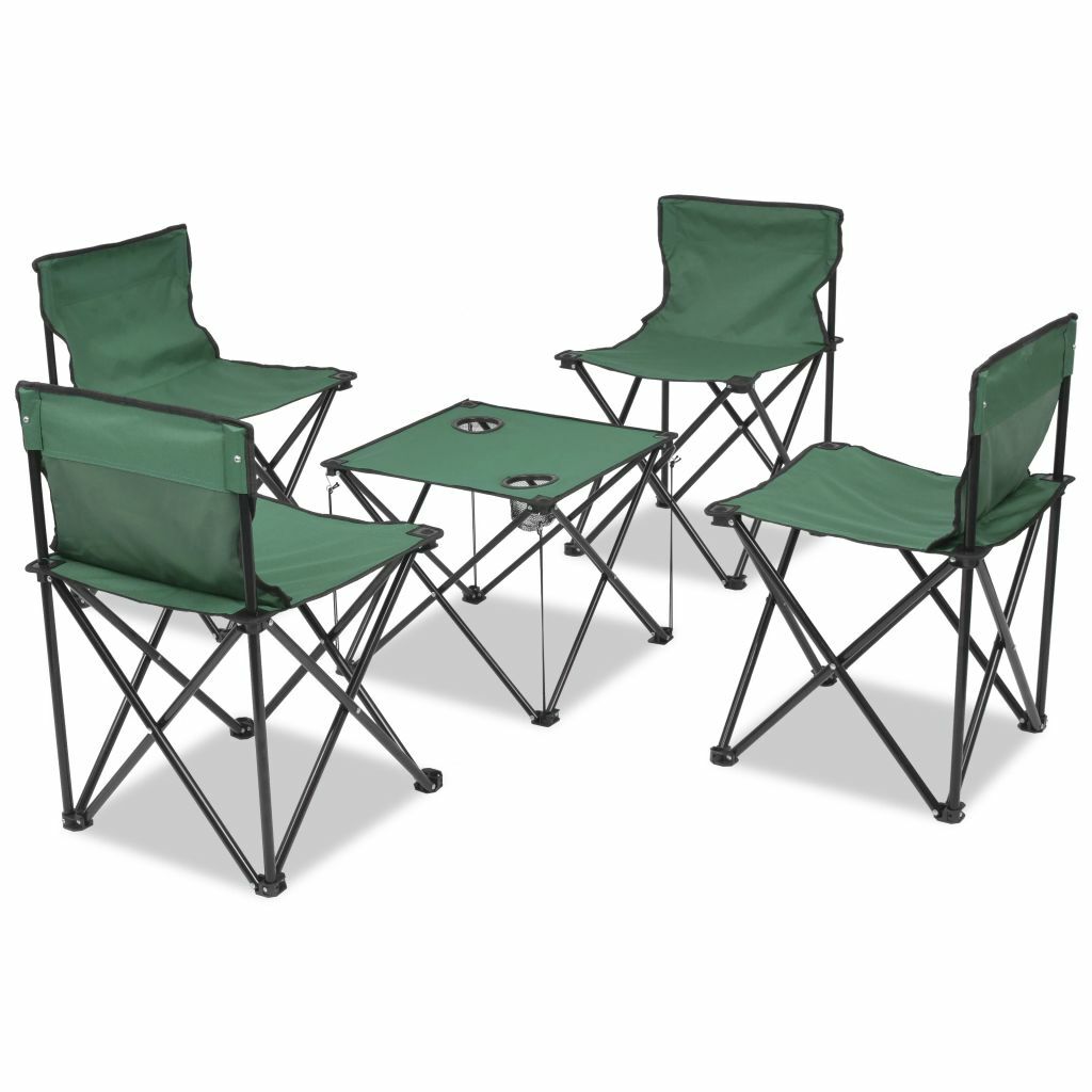 VidaXL Folding Camping Furniture Set 5 Pieces Grün Steel 45x45x70cm Picknick VidaXL Folding Camping Furniture Set 5 Pieces Grün Steel 45x45x70cm Picknick