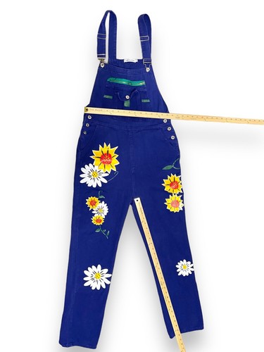 Misslook Overalls Women's XL “Painted” Sunflowers Daisies Floral Hippie 70s BOHO - Picture 4 of 12