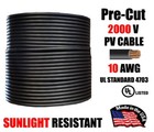 10 AWG PV Wire Black Solar Cable 1000/2000V Copper – Pre-Cut 50–500 Ft