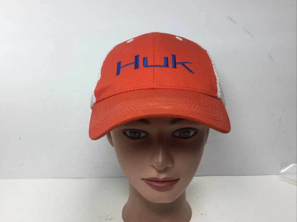 Huk Gorra de Pesca Snapback Malla Béisbol Camionero Gorra Blanco Naranja Foto 2 de 4