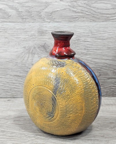 Vintage Pottery Vase Ceramic Abstarct Art Handmade Pot 6" Home Room Decor Gift - Picture 14 of 19