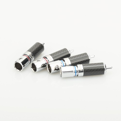 Audiocrast Rhodium plated Carbon Fiber RCA Plug Connector Screw Locking Connect - Picture 10 of 11