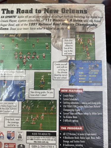 EA SPORTS College Football USA 97 for Sega Genesis *** BRAND NEW SEALED *** - Picture 3 of 4