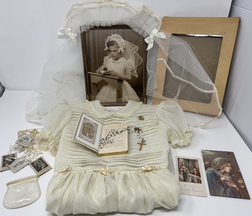 Vintage PRAYER BOOK ROSARY Purse PHOTO DRESS VEIL Catholic FIRST COMMUNION Lot - Picture 21 of 23